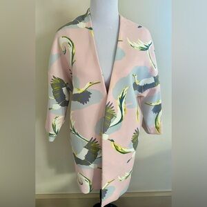 H&M Open Blazer Kimono Pink with Crane Print ✨